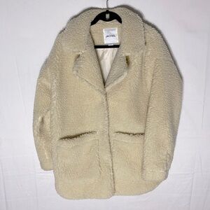 Monki Cream Plush Oversized Chunky Sherpa Teddy Jacket S Festival
